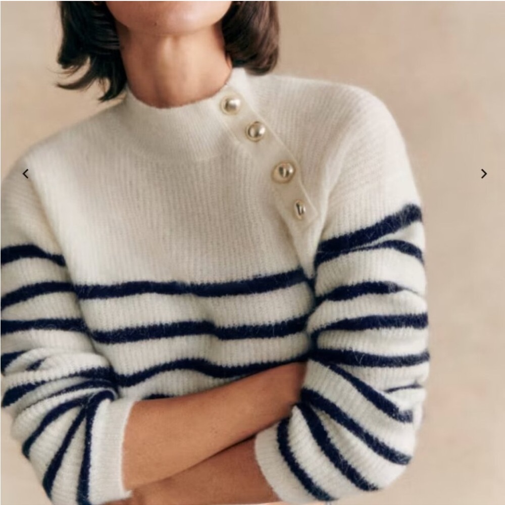 Sezane navy/white stripped sweater jumper